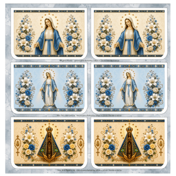 Painel 9 Necessaires Nossa Senhora em Tecido Sarja Impermeável 100% Algodão – Mensagens de Fé DGST917043