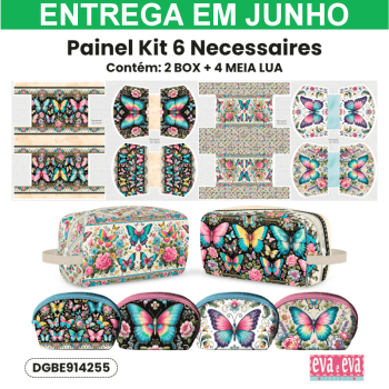 Tecido Painel Costura Criativa Kit 6 Necessaire Sarja Impermeável 100% Algodão - BORBOLETAS ENCANTADAS DGBE914255 Tecido Painel Costura Criativa Kit 6 Necessaire Sarja Impermeável 100% Algodão - BORBOLETAS ENCANTADAS DGBE914255