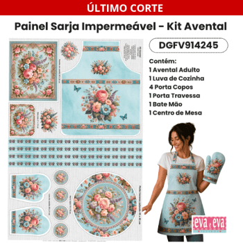 Tecido Sarja Impermeável Painel de Avental Floral Vintage Cozinha Costura Criativa DIY - DGFV914245 Tecido Sarja Impermeável Painel de Avental Floral Vintage Cozinha Costura Criativa DIY - DGFV914245
