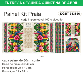 TECIDO SARJA IMPERMEAVEL ESTAMPADO EXCLUSIVO 100% ALGODÃO-BELEZA TROPICAL-KIT PRAIA-DGBT913896