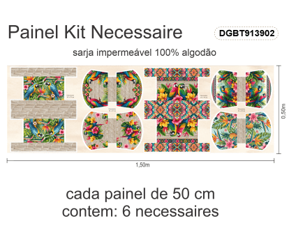 TECIDO SARJA IMPERMEAVEL ESTAMPADO EXCLUSIVO 100% ALGODÃO-BELEZA TROPICAL-NECESSAIRE-DGBT913902