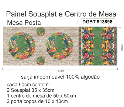 TECIDO SARJA IMPERMEAVEL ESTAMPADO EXCLUSIVO 100% ALGODÃO-BELEZA TROPICAL-SOUSPLAT-DGBT913898