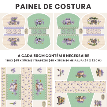PAINEL EM TECIDO DE SARJA IMPERMEÁVEL 100% ALGODÃO COM 6 NECESSAIRES - SIMPLESMENTE LAVANDA DGSL912904