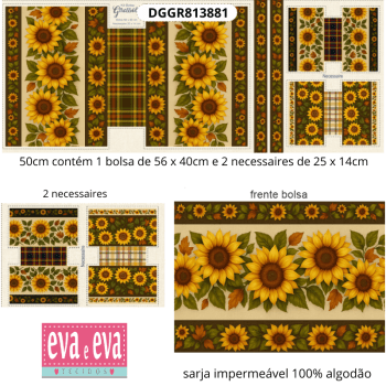 TECIDO SARJA IMPERMEAVEL EXCLUSIVO 100% ALGODÃO -CAMPOS DE GIRASSOL- BOLSA E NECESSAIRE - DGGR813881