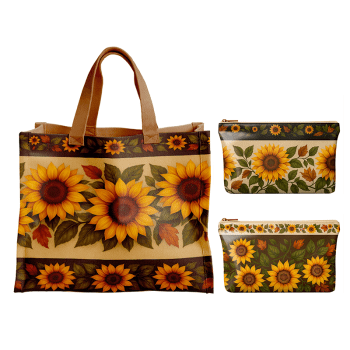 TECIDO SARJA IMPERMEAVEL EXCLUSIVO 100% ALGODÃO -CAMPOS DE GIRASSOL- BOLSA E NECESSAIRE - DGGR813881