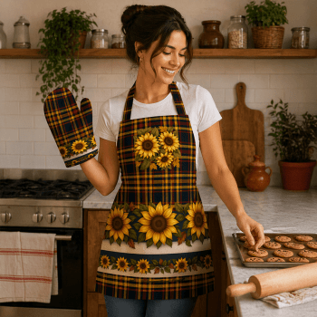 TECIDO SARJA IMPERMEAVEL EXCLUSIVO 100% ALGODÃO - CAMPOS DE GIRASSOL - KIT AVENTAL - DGGR915875