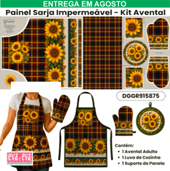 Tecido Painel Costura Criativa Kit Avental Sarja Impermeável 100% Algodão - CAMPOS DE GIRASSOL - DGGR915875 Tecido Painel Costura Criativa Kit Avental Sarja Impermeável 100% Algodão - CAMPOS DE GIRASSOL - DGGR915875