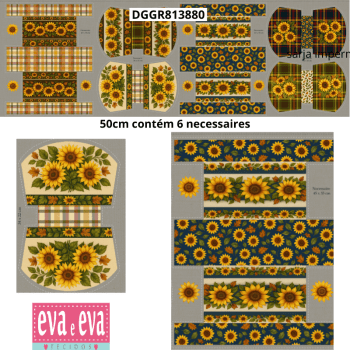 TECIDO SARJA IMPERMEAVEL EXCLUSIVO 100% ALGODÃO - CAMPOS DE GIRASSOL - KIT NECESSAIRE - DGGR813880