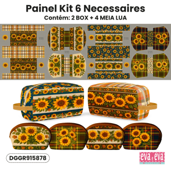 TECIDO SARJA IMPERMEAVEL EXCLUSIVO 100% ALGODÃO - CAMPOS DE GIRASSOL - KIT NECESSAIRE - DGGR915878