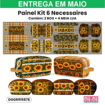 TECIDO SARJA IMPERMEAVEL EXCLUSIVO 100% ALGODÃO - CAMPOS DE GIRASSOL - KIT NECESSAIRE - DGGR915878