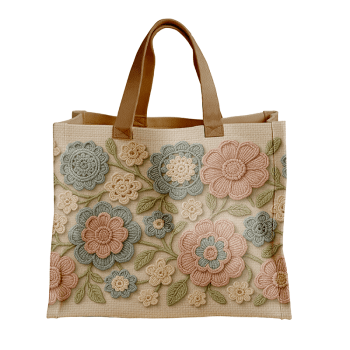 TECIDO SARJA IMPERMEAVEL EXCLUSIVO 100% ALGODÃO -CROCHÊ COLORÉ - BOLSA E NECESSAIRE -DGCL915818