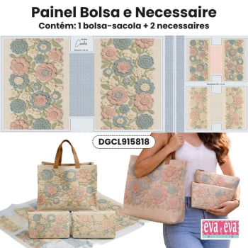 TECIDO SARJA IMPERMEAVEL EXCLUSIVO 100% ALGODÃO -CROCHÊ COLORÉ - BOLSA E NECESSAIRE -DGCL915818