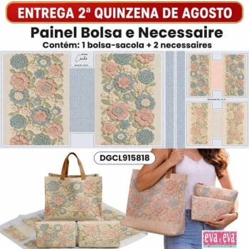 PAINEL EM TECIDO DE SARJA IMPERMEÁVEL 100% ALGODÃO | BOLSA + 2 NECESSAIRES | Floral - Crochê Colorê | DGCL915818 PAINEL EM TECIDO DE SARJA IMPERMEÁVEL 100% ALGODÃO | BOLSA + 2 NECESSAIRES | Floral - Crochê Colorê | DGCL915818