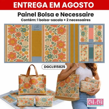PAINEL EM TECIDO DE SARJA IMPERMEÁVEL 100% ALGODÃO | BOLSA + 2 NECESSAIRES | Floral - Crochê Colorê | DGCL915825 PAINEL EM TECIDO DE SARJA IMPERMEÁVEL 100% ALGODÃO | BOLSA + 2 NECESSAIRES | Floral - Crochê Colorê | DGCL915825