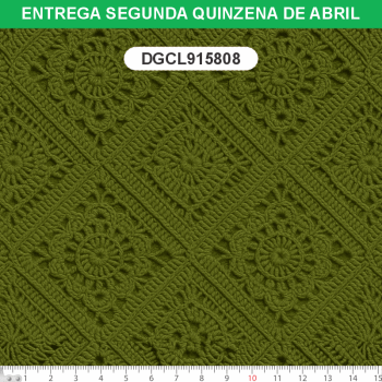 TECIDO SARJA IMPERMEAVEL EXCLUSIVO 100% ALGODÃO - CROCHÊ COLORÉ - TEXTURA 3D VERDE - DGCL915808