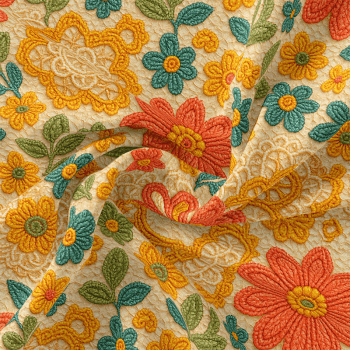 TECIDO SARJA IMPERMEAVEL EXCLUSIVO 100% ALGODÃO - CROCHÊ COLORÉ - FLORAL - DGCL915809