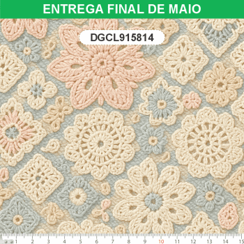 TECIDO SARJA IMPERMEAVEL EXCLUSIVO 100% ALGODÃO - CROCHÊ COLORÉ - FLORAL - DGCL915814