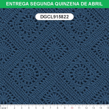 TECIDO SARJA IMPERMEAVEL EXCLUSIVO 100% ALGODÃO - CROCHÊ COLORÉ - TEXTURA 3D AZUL - DGCL915822