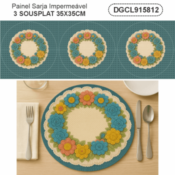 TECIDO SARJA IMPERMEAVEL EXCLUSIVO 100% ALGODÃO - CROCHÊ COLORÉ - SOUSPLAT - DGCL915812