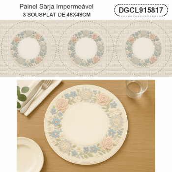 TECIDO SARJA IMPERMEAVEL EXCLUSIVO 100% ALGODÃO - CROCHÊ COLORÉ - SOUSPLAT - DGCL915817