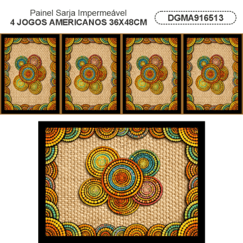 TECIDO SARJA IMPERMEAVEL EXCLUSIVO 100% ALGODÃO - MANDALAS AFRICANAS - JOGO AMERICANO - DGMA916513 TECIDO SARJA IMPERMEAVEL EXCLUSIVO 100% ALGODÃO - MANDALAS AFRICANAS - JOGO AMERICANO - DGMA916513