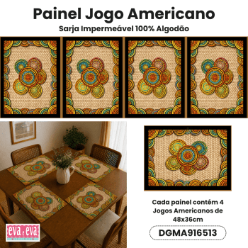 TECIDO SARJA IMPERMEAVEL EXCLUSIVO 100% ALGODÃO - MANDALAS AFRICANAS - JOGO AMERICANO - DGMA916513 TECIDO SARJA IMPERMEAVEL EXCLUSIVO 100% ALGODÃO - MANDALAS AFRICANAS - JOGO AMERICANO - DGMA916513