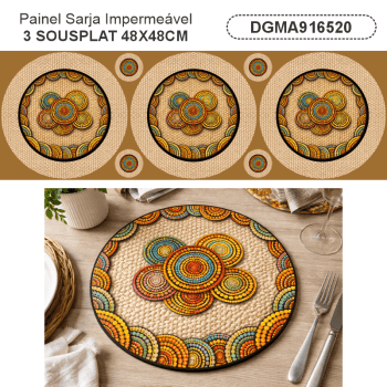 TECIDO SARJA IMPERMEAVEL EXCLUSIVO 100% ALGODÃO - MANDALAS AFRICANAS - SOUSPLAT - DGMA916520 TECIDO SARJA IMPERMEAVEL EXCLUSIVO 100% ALGODÃO - MANDALAS AFRICANAS - SOUSPLAT - DGMA916520