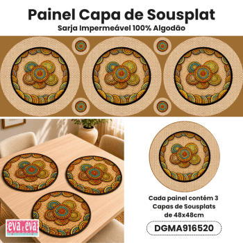 TECIDO SARJA IMPERMEAVEL EXCLUSIVO 100% ALGODÃO - MANDALAS AFRICANAS - SOUSPLAT - DGMA916520 TECIDO SARJA IMPERMEAVEL EXCLUSIVO 100% ALGODÃO - MANDALAS AFRICANAS - SOUSPLAT - DGMA916520
