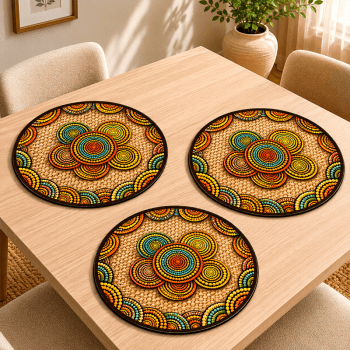 TECIDO SARJA IMPERMEAVEL EXCLUSIVO 100% ALGODÃO - MANDALAS AFRICANAS - SOUSPLAT - DGMA916520 TECIDO SARJA IMPERMEAVEL EXCLUSIVO 100% ALGODÃO - MANDALAS AFRICANAS - SOUSPLAT - DGMA916520