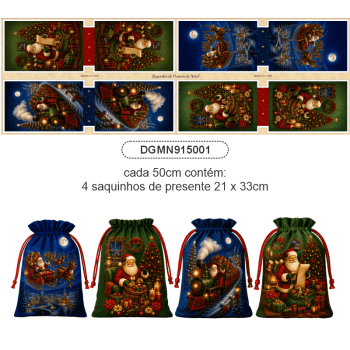 TECIDO TRICOLINE EXCLUSIVO 100% ALGODÃO - MAGIA DE NATAL - SAQUINHO DE PRESENTE - DGMN915001 TECIDO TRICOLINE EXCLUSIVO 100% ALGODÃO - MAGIA DE NATAL - SAQUINHO DE PRESENTE - DGMN915001