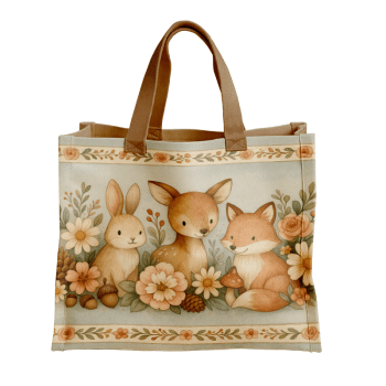 TECIDO SARJA IMPERMEAVEL EXCLUSIVO 100% ALGODÃO- FLORESTA ENCANTADA- BOLSA E NECESSAIRE -DGFE915838