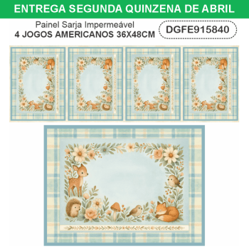 TECIDO SARJA IMPERMEAVEL EXCLUSIVO 100% ALGODÃO - FLORESTA ENCANTADA - JOGO AMERICANO - DGFE915840