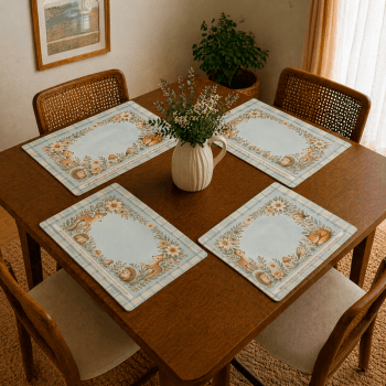 TECIDO SARJA IMPERMEAVEL EXCLUSIVO 100% ALGODÃO - FLORESTA ENCANTADA - JOGO AMERICANO - DGFE915840