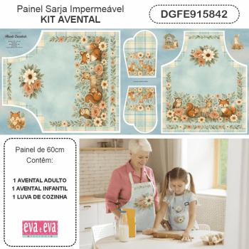 TECIDO SARJA IMPERMEAVEL EXCLUSIVO 100% ALGODÃO - FLORESTA ENCANTADA - KIT AVENTAL - DGFE915842 TECIDO SARJA IMPERMEAVEL EXCLUSIVO 100% ALGODÃO - FLORESTA ENCANTADA - KIT AVENTAL - DGFE915842