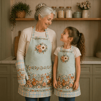 TECIDO SARJA IMPERMEAVEL EXCLUSIVO 100% ALGODÃO - FLORESTA ENCANTADA - KIT AVENTAL - DGFE915842