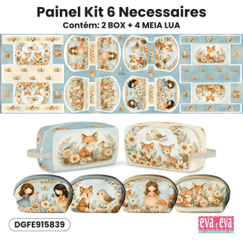 TECIDO SARJA IMPERMEAVEL EXCLUSIVO 100% ALGODÃO - FLORESTA ENCANTADA - KIT NECESSAIRE - DGFE915839