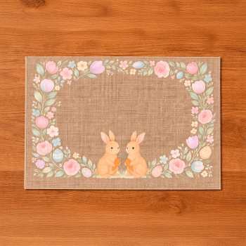 TECIDO SARJA IMPERMEAVEL EXCLUSIVO 100% ALGODÃO- PÁSCOA DOS COELHINHOS - JOGO AMERICANO -DGPC915859