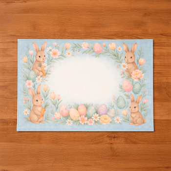 TECIDO SARJA IMPERMEAVEL EXCLUSIVO 100% ALGODÃO- PÁSCOA DOS COELHINHOS - JOGO AMERICANO -DGPC915862