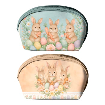 TECIDO SARJA IMPERMEAVEL EXCLUSIVO 100% ALGODÃO- PÁSCOA DOS COELHINHOS - KIT NECESSAIRE -DGPC915858