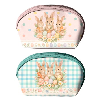 TECIDO SARJA IMPERMEAVEL EXCLUSIVO 100% ALGODÃO- PÁSCOA DOS COELHINHOS - KIT NECESSAIRE -DGPC915858