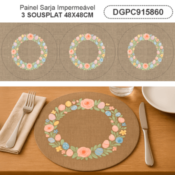 TECIDO SARJA IMPERMEAVEL EXCLUSIVO 100% ALGODÃO - PÁSCOA DOS COELHINHOS - SOUSPLAT - DGPC915860