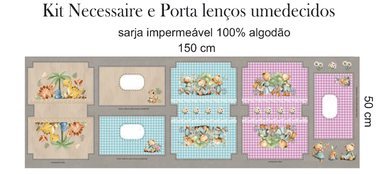TECIDO SARJA IMPERMEAVEL EXCLUSIVO 100% ALGODÃO - SONHOS E AVENTURAS - KIT NECESSAIRE - DGSA915319