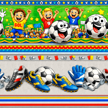 TECIDO TRICOLINE EXCLUSIVO 100% ALGODÃO - DOMINGO DE FUTEBOL - COPA DO MUNDO BARRADO - DGDF912309