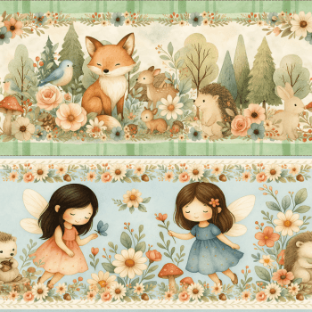 TECIDO TRICOLINE EXCLUSIVO 100% ALGODÃO - FLORESTA ENCANTADA - BARRADO INFANTIL - DGFE915833