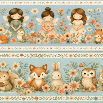 TECIDO TRICOLINE EXCLUSIVO 100% ALGODÃO - FLORESTA ENCANTADA - BARRADO INFANTIL - DGFE915833