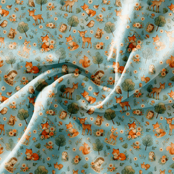 TECIDO TRICOLINE EXCLUSIVO 100% ALGODÃO - FLORESTA ENCANTADA - INFANTIL - DGFE915834 TECIDO TRICOLINE EXCLUSIVO 100% ALGODÃO - FLORESTA ENCANTADA - INFANTIL - DGFE915834