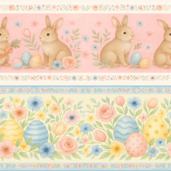 TECIDO TRICOLINE EXCLUSIVO 100% ALGODÃO - PÁSCOA DOS COELHINHOS - BARRADO - DGPC915854