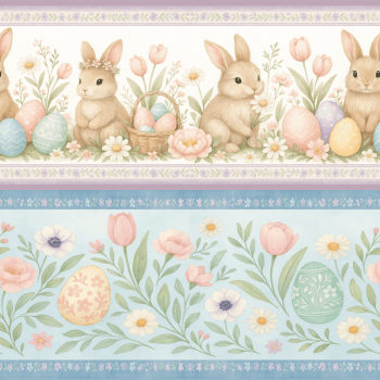 TECIDO TRICOLINE EXCLUSIVO 100% ALGODÃO - PÁSCOA DOS COELHINHOS - BARRADO - DGPC915854