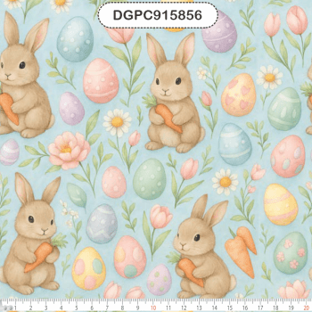 TECIDO TRICOLINE EXCLUSIVO 100% ALGODÃO - PÁSCOA DOS COELHINHOS - INFANTIL - DGPC915856