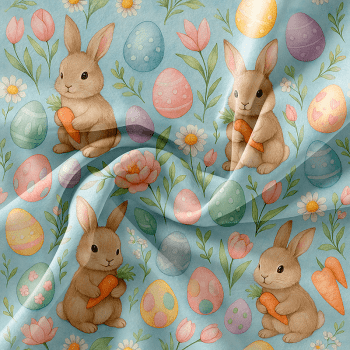 TECIDO TRICOLINE EXCLUSIVO 100% ALGODÃO - PÁSCOA DOS COELHINHOS - INFANTIL - DGPC915856